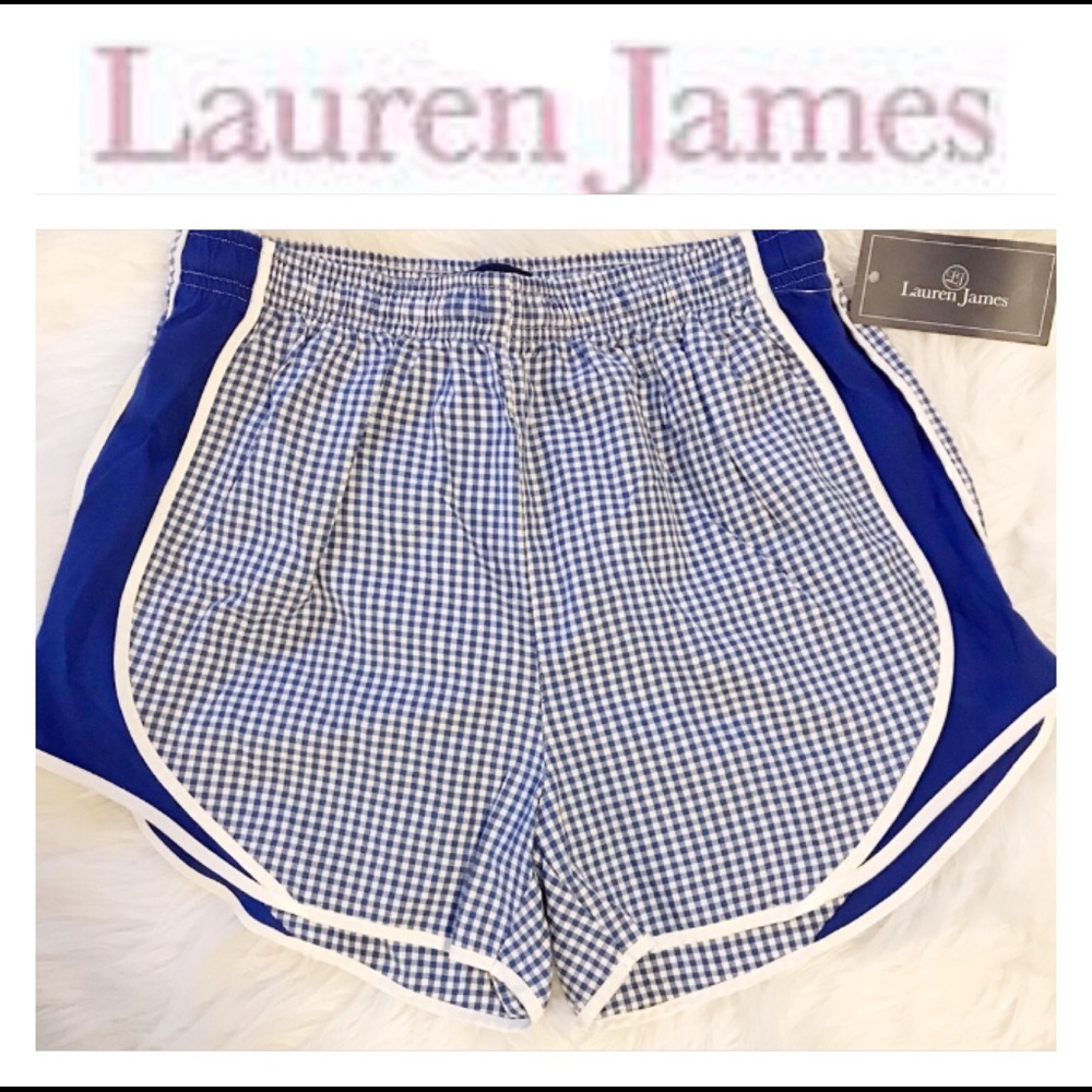 Lauren James Royal blue and white gingham shorts - Picture 2 of 5